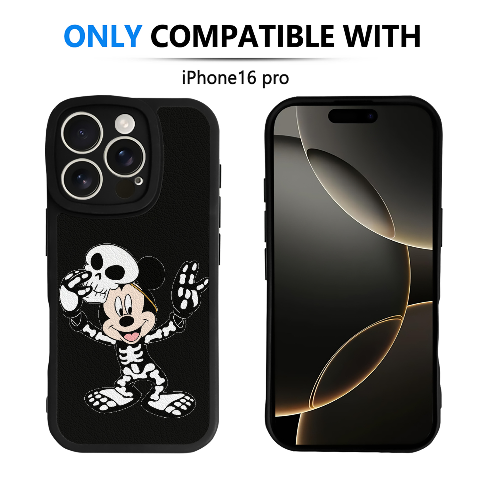 （画像用） ミッキーマウス Mickey Mouse 【iPhone 16シリーズ対応】シリコンスマホケース（レザー調） 材質：シリコン